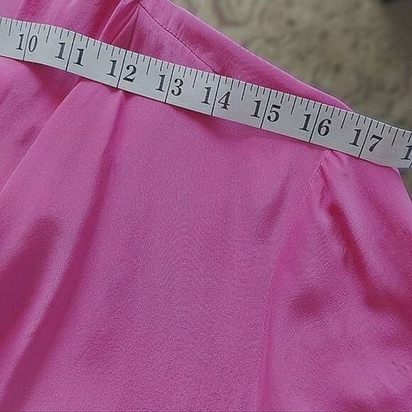 Vtg fuschia silk faux wrap shawl collar blouse - Picture 5 of 15